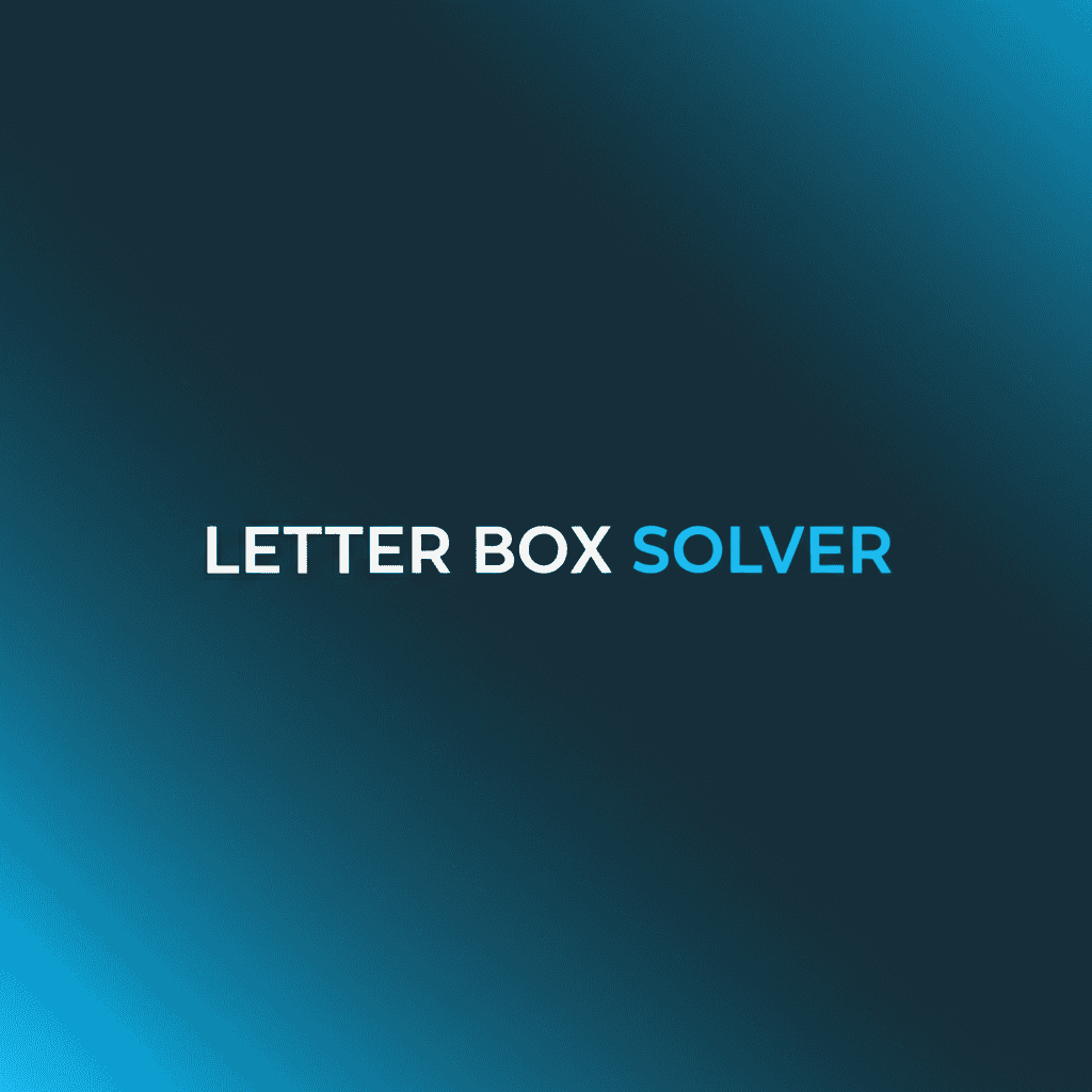 A depiction of a Letter Box Solver interface showing letters and generated words